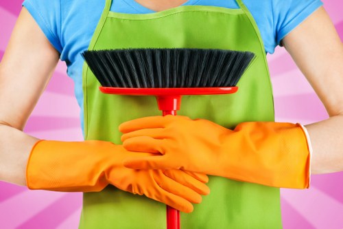 Carpet cleaner treating a stained area with care